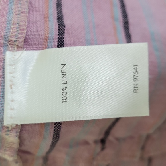 J.Jill Purple Shirt Dress Button Front Linen Stripe Rolled Sleeve Size M - Picture 9 of 14